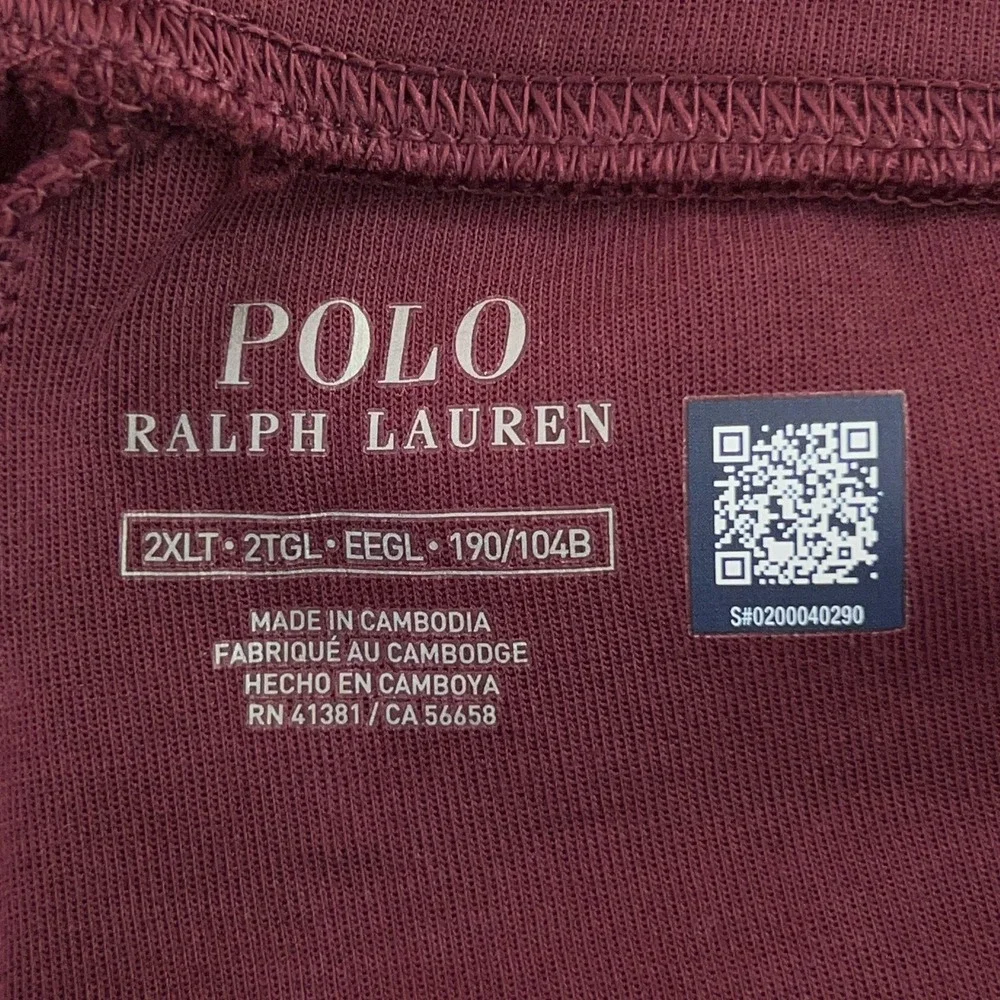 Polo Ralph Lauren Mens 2X-Large Tall Maroon Red Drawstring Tapered Jogger Pants